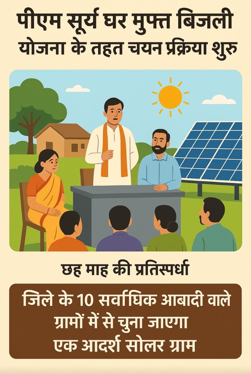 पी.एम. सूर्य घर मुफ्त बिजली योजना के तहत रायगढ़ का एक ग्राम बनेगा &lsquo;सोलर मॉडल विलेज&rsquo;,