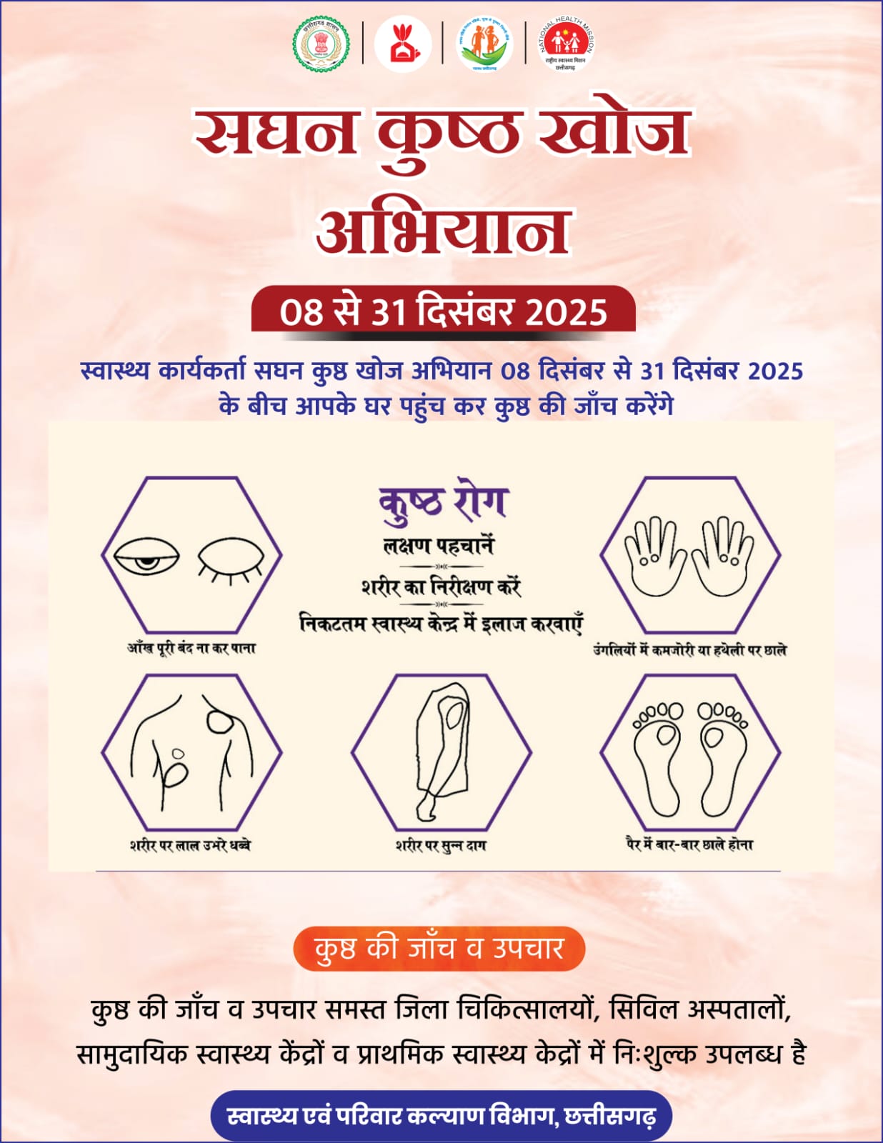 सघन कुष्ठ रोग खोज अभियान 8 से 31 दिसम्बर तक जिला स्तर पर प्रशिक्षण कार्यक्रम सम्पन्न, 1.74 लाख घरों का होगा सर्वे