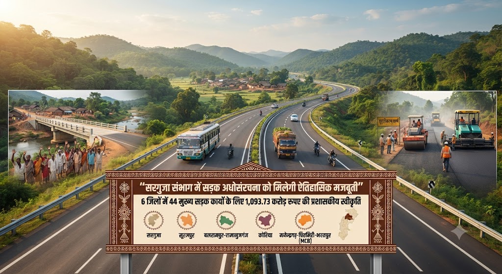 फोरलेन, चौड़ीकरण और सुदृढ़ीकरण से संवरेगी सड़क व्यवस्था, सरगुजा संभाग को मिली 1,093 करोड़ की बड़ी सौगात