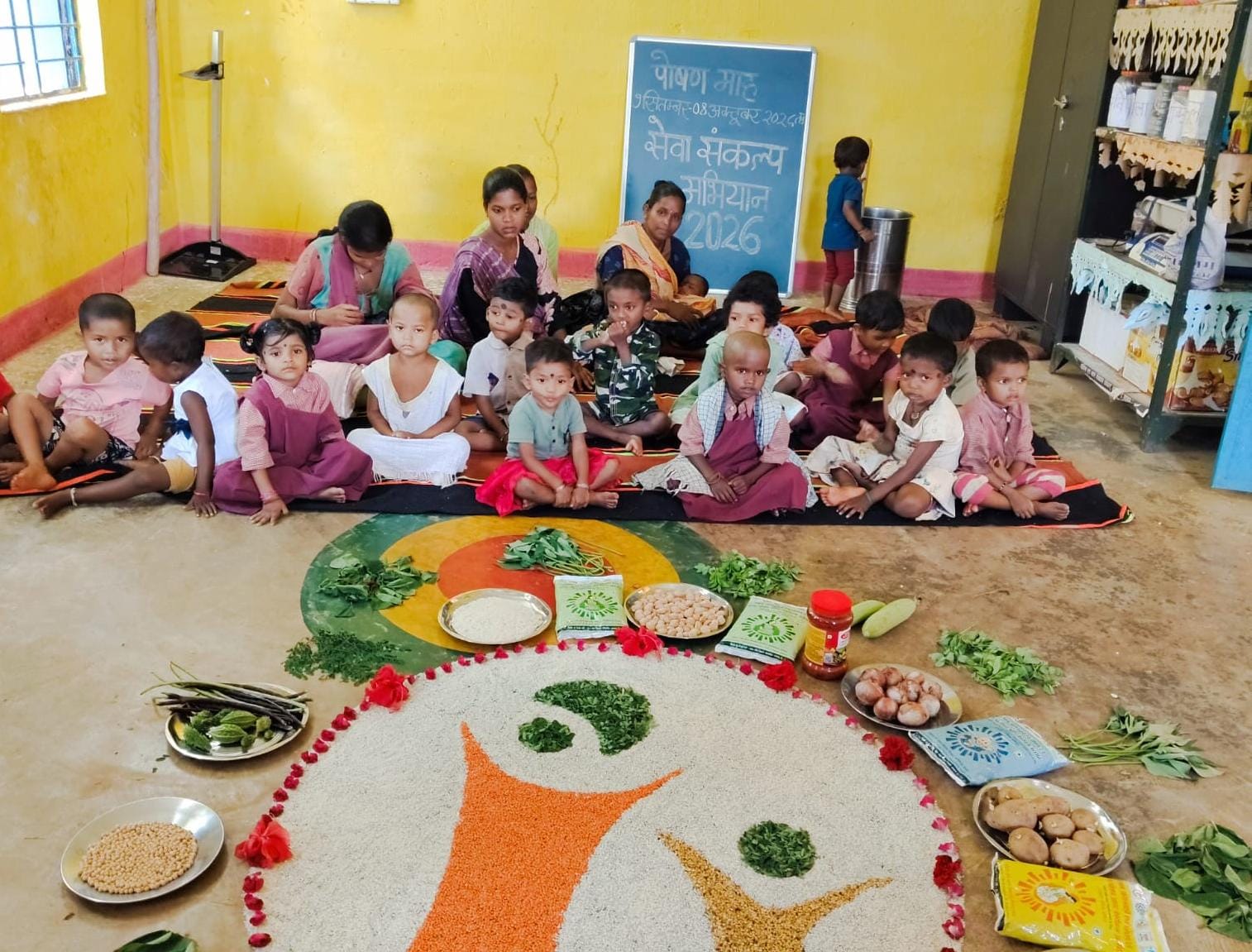 सेवा संकल्प अभियान नारायणपुर के आंगनबाड़ी केंद्रों में 'आंगन मिलन' का शुभारंभ,बच्चों का परिचय, गोद भराई और अन्नप्राशन उत्सव से गूंजे केंद्र
