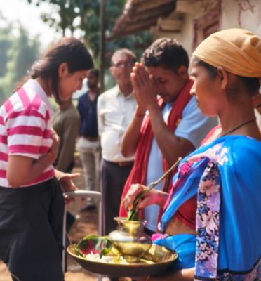 जशपुर जम्बूरी के चार दिवसीय आयोजन में पर्यटकों का चंदन टीका रोली लगाकर किया गया आत्मीय स्वागत