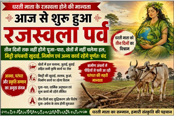 धरती माता के रजस्वला होने की मान्यता के साथ शुरू हुआ आस्था का पर्व, तीन दिनों तक थम जाएंगे हल-बैल, बंद रहेंगे मिट्टी से जुड़े कार्य, गांव-गांव में दिखेगा परंपरा और श्रद्धा का अद्भुत संगम